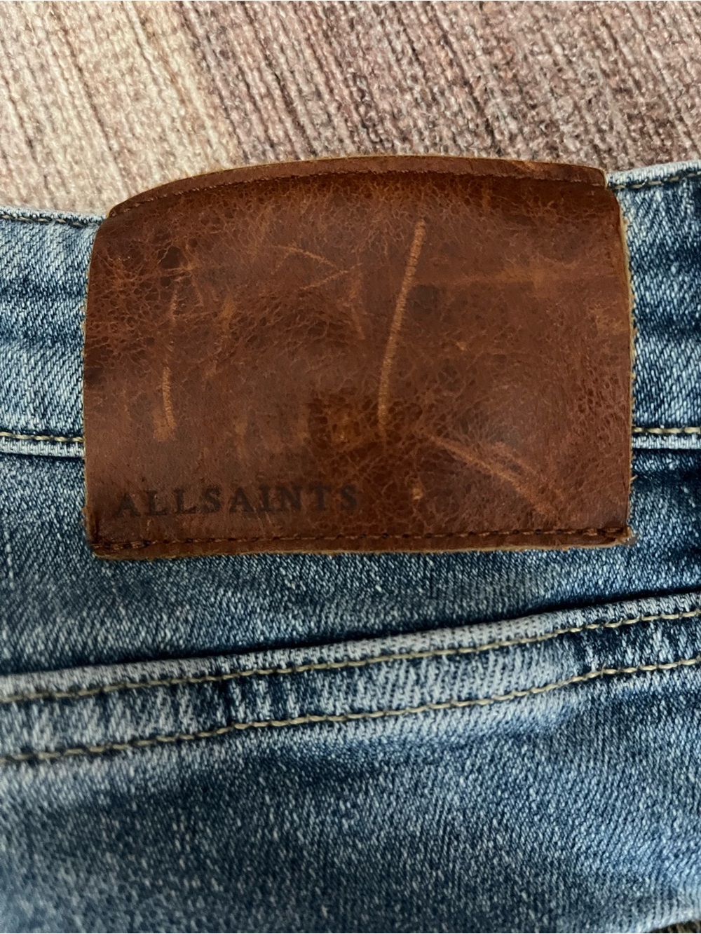 AllSaints Cigarette Slim light wash blue Jeans men’s 36” Button fly - Picture 3 of 12